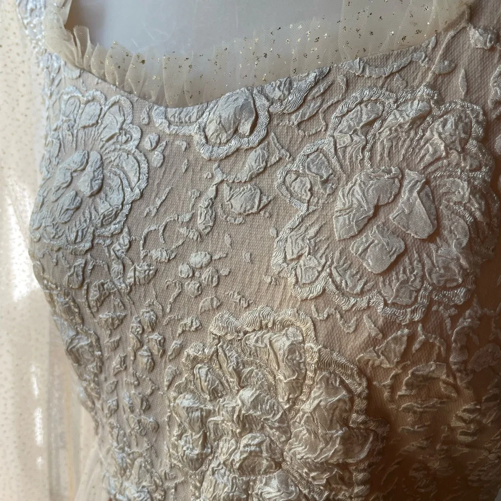 Beautiful Princess style blush color gown with sheer sleeves - Picture 12 of 14